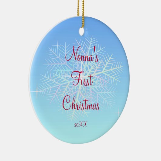 Nonnas erste Weihnachtsschneeflocke-Verzierung Keramik Ornament (Rechts)