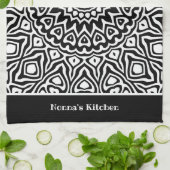 Nonna's Kitchen Black and White Mandala Muster Geschirrtuch (Gefaltet)