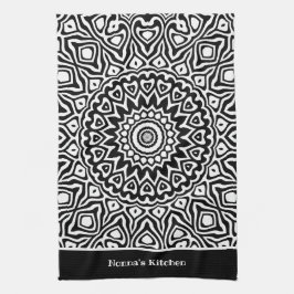 Nonna's Kitchen Black and White Mandala Muster Geschirrtuch
