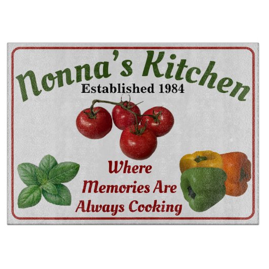 Nonna's Kitchen Glass Cutting Board Schneidebrett (Vorderseite)
