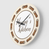 Nonna's Kitchen Italienische Bäckerei Cannoli Past Große Wanduhr (Winkel)