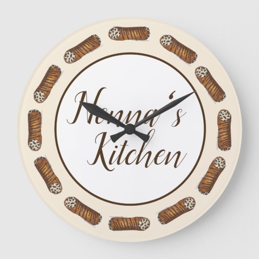 Nonna's Kitchen Italienische Bäckerei Cannoli Past Große Wanduhr (Vorderseite)