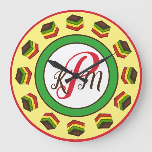 Nonna's Kitchen Italienische Bäckerei Rainbow Cook Große Wanduhr (Vorderseite)