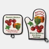 Nonna's Kitchen Italienisches Thema Ofenhandschuh & Topflappen-Set (Vorderseite)
