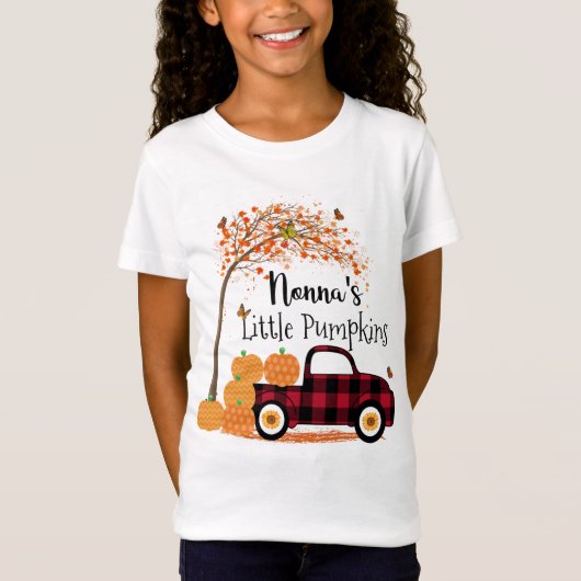 Nonnas kleine Kürbiskins Red Truck Herbst T-Shirt (Vorderseite)