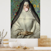 Nonne bläst rosa Kaugummi Poster (Küche)
