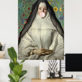 Nonne bläst rosa Kaugummi Poster (Heimbüro)