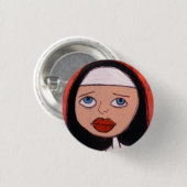 Nonne mit großem rotem Lippenknopf Button (Vorne & Hinten)