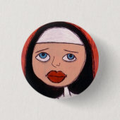 Nonne mit großem rotem Lippenknopf Button (Vorderseite)