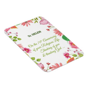 Nonne religiöses 70. Jubiläum Aquarell Blumen Magnet