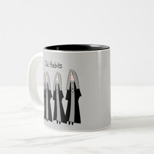 Nonnen-"alte Gewohnheits-" unglaublich witzig Zweifarbige Tasse (Vorderseite Links)