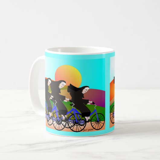 Nonnen auf Fahrrad-Kunst-Geschenken Kaffeetasse (Vorderseite Links)