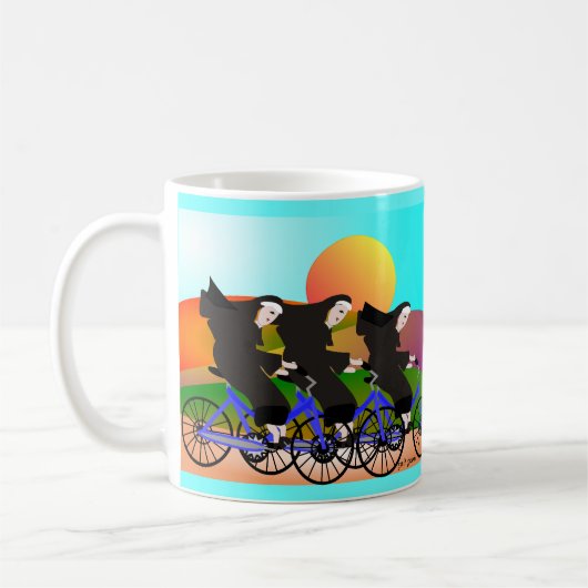 Nonnen auf Fahrrad-Kunst-Geschenken Kaffeetasse (Links)
