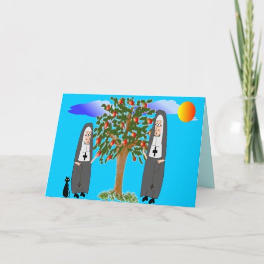 Nonnen, die Apfel-Karten u. Geschenke stehlen Karte (Vorderseite)