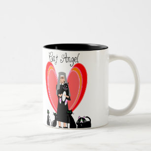 Nonnen-Katzen-Engels-Kunst-Geschenke Zweifarbige Tasse