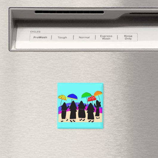 Nonnen mit Regenschirmen "erwartungsvoll Regen" Magnet (In Situ (Geschirrspüler))