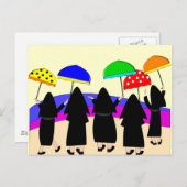 Nonnen mit Regenschirmen "Regen erwartend " Postkarte (Vorne/Hinten)