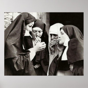 Nonnen rauchen Vintage-Foto Poster