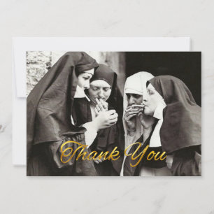 Nonnen rauchen Vintage-Fotografie Dankeskarte