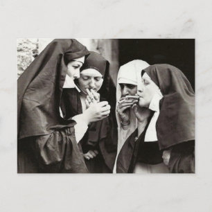 Nonnen rauchen Vintage-Fotografie Postkarte