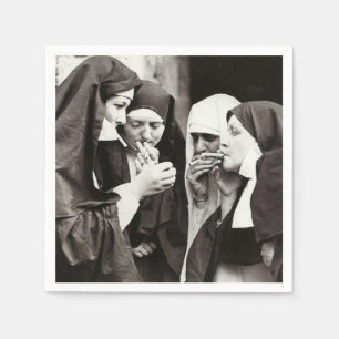 Nonnen rauchen Vintage-Fotografie Serviette