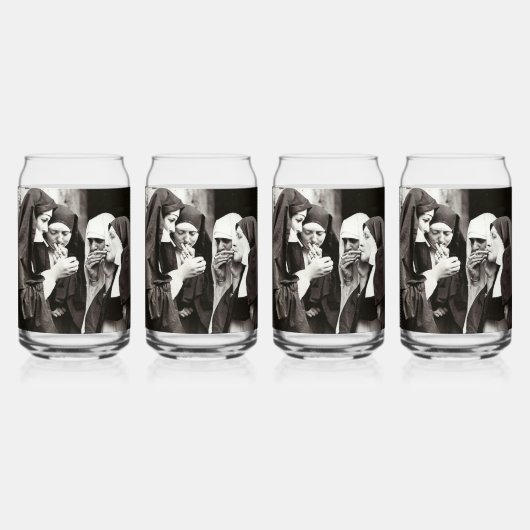 Nonnen Rauchen Vintages Foto Dosenglas (Vorderseite)