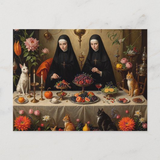 Nonnen Surreal Fest für Felines Postkarte (Vorderseite)
