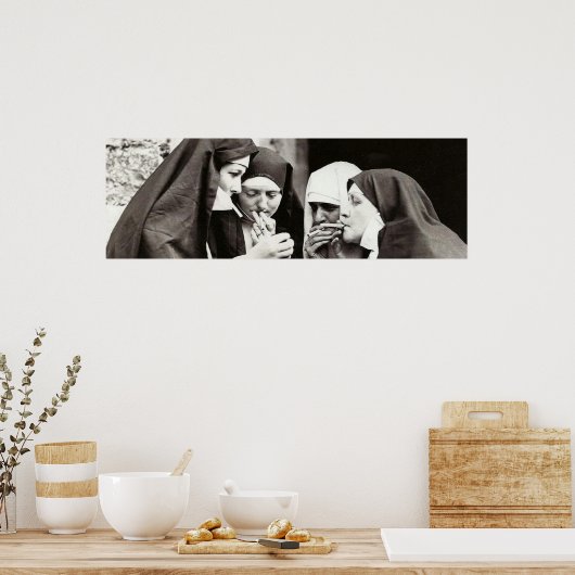Nonnen Vintages Rauchen Poster (Küche)