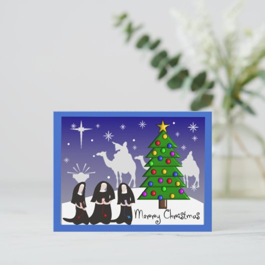 Nonnen-Weihnachtskarten "frohe Weihnachten " (Stehend Vorderseite)