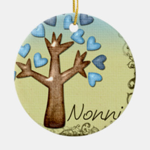 Nonni Herzbaum Blau Keramikornament