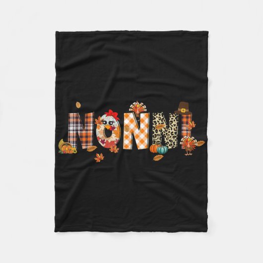 Nonni Truthahn Retro Herbst Autumn Leopard Ernteda Fleecedecke (Vorderseite)