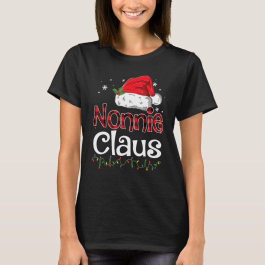 Nonnie Claus Weihnachtsmannmütze Red Kariert Buffa T-Shirt (Vorderseite)