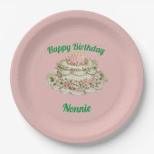 NONNIE ~ VINTAGER GEBURTSTAG CAKE ~ PAPPTELLER (Vorderseite)