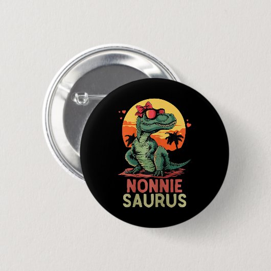 Nonniesaurus Dino Dinosaur Nonnie-saurus T-rex Spa Button (Vorne & Hinten)