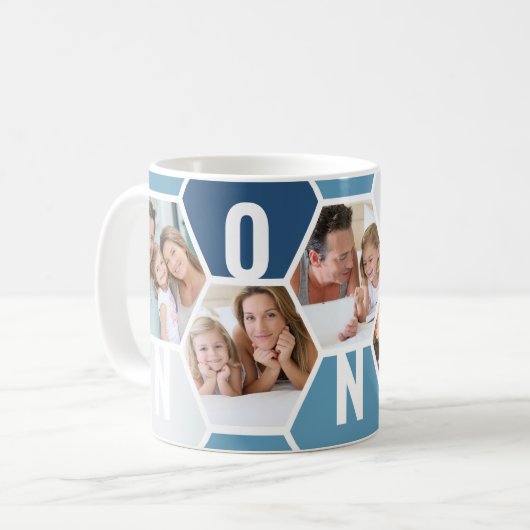 Nonno 5 Foto bearbeitet 5 Letter Honeycomb Kaffeetasse (Vorderseite Links)