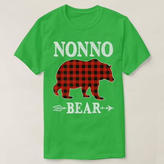 Nonno Bear Christmas Pajama Red Kariert Buffalo Fa T-Shirt (Design vorne)