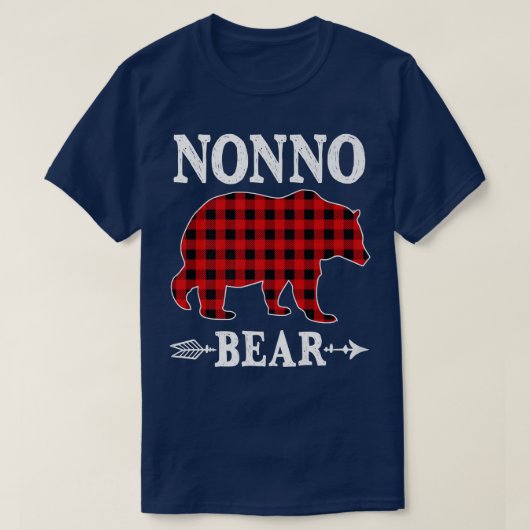 Nonno Bear Christmas Pajama Red Kariert Buffalo Fa T-Shirt (Design vorne)