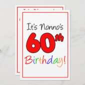 Nonnos 60. Meilenstein Geburtstagsparty Einladung (Vorne/Hinten)