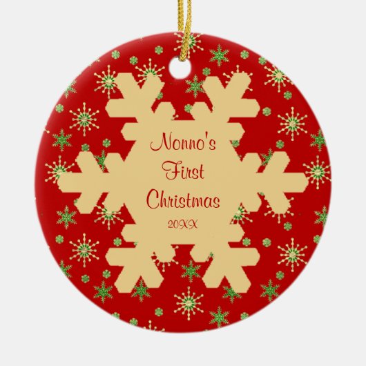 Nonnos erstes Weihnachtsrote Keramikornament (Vorne)