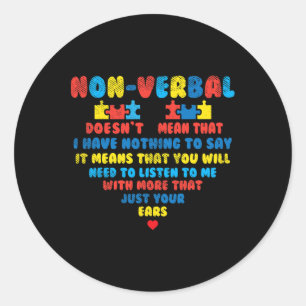 Nonverbyl Heart Puzzle Listen Autismus Bewusstsein Runder Aufkleber