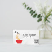 Noodle Bowl und Chopsticks | QR-Code Visitenkarte (Stehend Vorderseite)