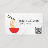 Noodle Bowl und Chopsticks | QR-Code Visitenkarte (Vorderseite)