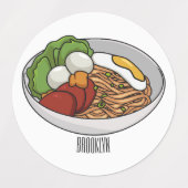 Noodle-Cartoon-Abbildung Etiketten (Design 1)