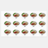 Noodle-Cartoon-Abbildung Etiketten (Blatt)