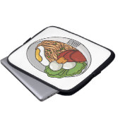 Noodle-Cartoon-Abbildung Laptopschutzhülle (Vorne Knopf)