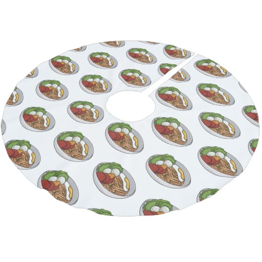 Noodle-Cartoon-Abbildung Polyester Weihnachtsbaumdecke (Schrägansicht)