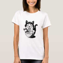 Noodle Cat Shirt, Ramen Cat T - Shirt, Feinschmeck