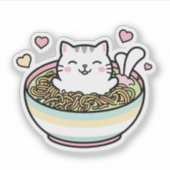 Noodle Kitty - Kawaii Ramen Cat Aufkleber (Vorderseite)