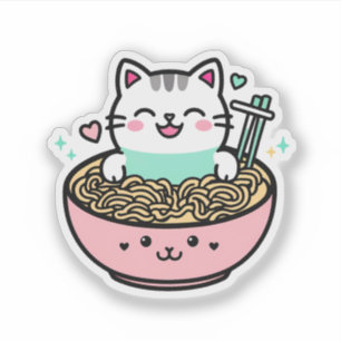 Noodle Kitty - Kawaii Ramen Cat Aufkleber