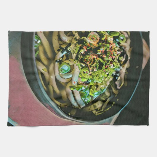 Noodle Liebesdesign Geschirrtuch (Horizontal)